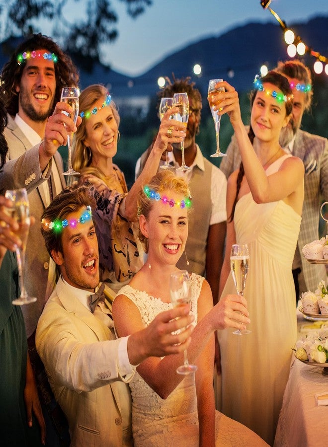 HONLYNE 100 PCS LED Flower Crowns Headbands, Light Up Flower Crowns For Women, Glow in the Dark Headband for Wedding Reception Birthday Christmas Mardi Gras Cosplay Princess Party Favors - Image 3
